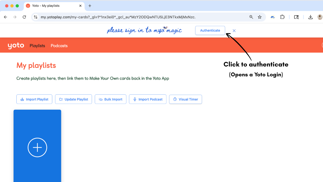 MYO Magic Authentication Banner